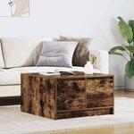 vidaXL Table basse avec tiroirs chêne fumé 70 5x70x40 cm