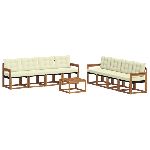 vidaXL Ensemble de canapés d'extérieur 9 pc Naturel et Crème