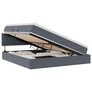 vidaXL Lit de Rangement Gris foncé 160 x 200 cm Velours
