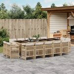 vidaXL Ensemble à manger de jardin et coussins 15 Pièces beige