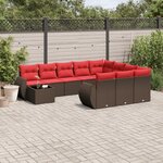 vidaXL Salon de jardin et coussins 11 Pièces marron résine tressée