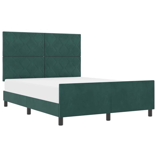 vidaXL Lit à ressorts avec tête de lit Vert foncé 140 x 190 cm Velours