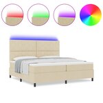 vidaXL Lit à ressorts avec matelas et LED - Crème  200 x 200 cm  en tissu