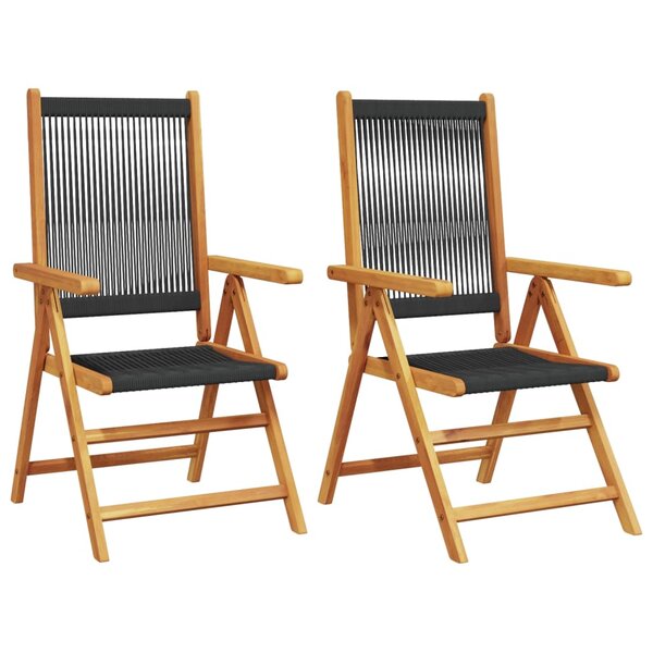 vidaXL Chaises de jardin lot de 2 noir bois d'acacia et polypropylène