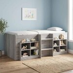 vidaXL Cadre de Lit Élevé pour Enfants 2 Pièces Sonoma gris 98 5 x 200 cm