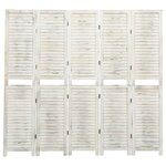vidaXL Cloison de séparation 5 panneaux Blanc antique 178 5x166cm Bois