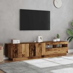 vidaXL Meuble TV avec lumières LED vieux bois bois d'ingénierie