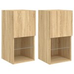 vidaXL Meubles TV avec lumières LED 2 Pièces chêne sonoma 30 5x30x60 cm