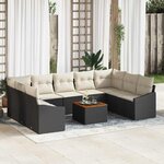 vidaXL Ensemble de canapé de jardin 10 Pièces Noir Poly rotin
