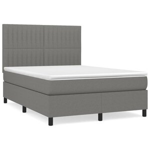 vidaXL Sommier à lattes de lit avec matelas Gris foncé 140x190cm Tissu