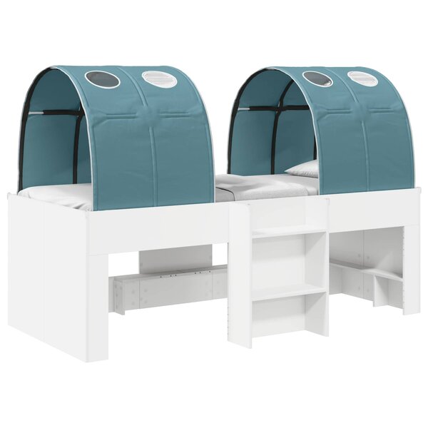 vidaXL Lit avec Tunnel 4 Pièces Blanc et bleu clair Bois d'ingénierie