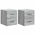 vidaXL Cabinet de chevet mural 2 Pièces Sonoma gris 34 5 x 33 x 40 cm