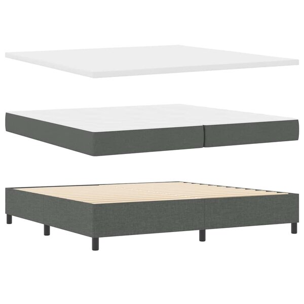 vidaXL Lit à ressort avec matelas et banc gris foncé 200x200 cm en tissu
