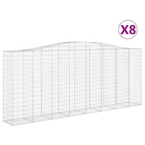 vidaXL Paniers à gabions arqués 8 Pièces 400x50x160/180 cm fer galvanisé
