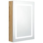vidaXL Armoire de salle de bain à miroir LED blanc et chêne 50x13x70cm