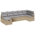 Set de Canapé de Jardin vidaXL 7 Pièces avec Coussins Beige Poly Rattan