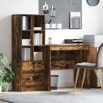 vidaXL Bureau avec tiroir avec étagère avec stockage 2 Pièces Chêne fumé