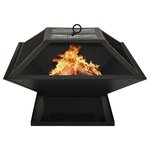 vidaXL Foyer et barbecue avec tisonnier 2 en 1 46 5x46 5x37 cm Acier