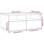 vidaXL Table basse avec lumières LED chêne fumé 90x49x40 cm