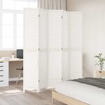 vidaXL Cloison de séparation 5 panneaux blanc bois de paulownia massif