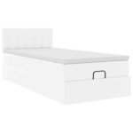 vidaXL Cadre de lit ottoman avec matelas blanc pur 90x200cm similicuir