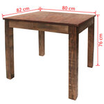 vidaXL Table de salle à manger Bois de récupération massif 82x80x76 cm