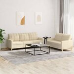 vidaXL Ensemble de canapés 2 Pièces avec coussins Crème Tissu