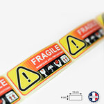 Lot de 50 Etiquettes FRAGILE dimension 4x10 cm