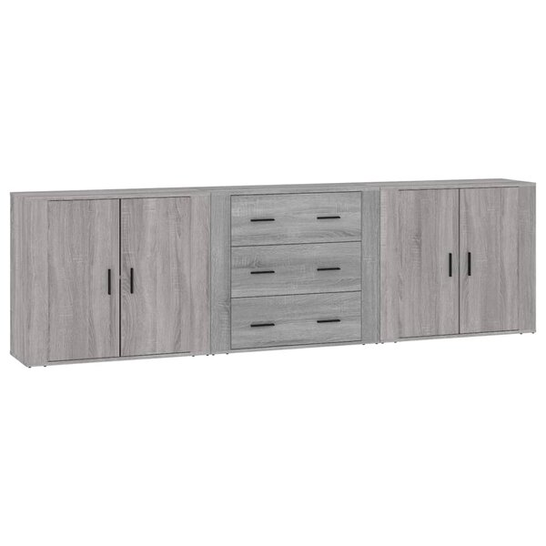 vidaXL Buffets 3 Pièces Sonoma gris Bois d'ingénierie