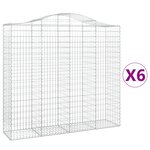 vidaXL Paniers à gabions arqués 6 Pièces 200x50x180/200 cm Fer galvanisé