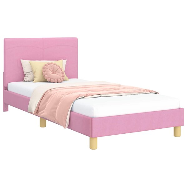 vidaXL Cadre de lit pour enfants avec tête de lit Rose 90 x 200 cm