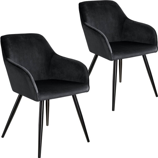 Tectake 2 Chaises MARILYN Design en Velours Style Scandinave - noir
