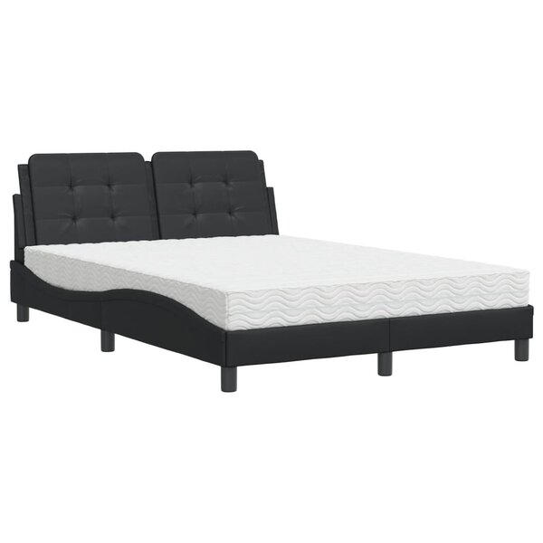 vidaXL Lit avec matelas noir 120x200 cm similicuir