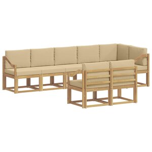 vidaXL Ensemble de canapés d'extérieur 8 Pièces Blanc et Beige Polyester