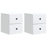 vidaXL Cabinet de chevet mural 2 Pièces Blanc 34 5 x 33 x 40 cm