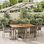 vidaXL Ensemble à manger jardin et coussins 7 Pièces gris rotin