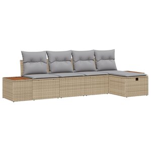vidaXL Ensemble de 5 Pièces de Canapé de Jardin avec Coussins Beige Poly Rattan