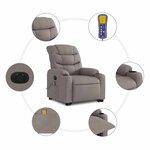 vidaXL Fauteuil inclinable de massage électrique Taupe Tissu