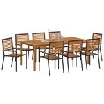 vidaXL Ensemble de salle à manger pour jardin 9 Pièces Noir