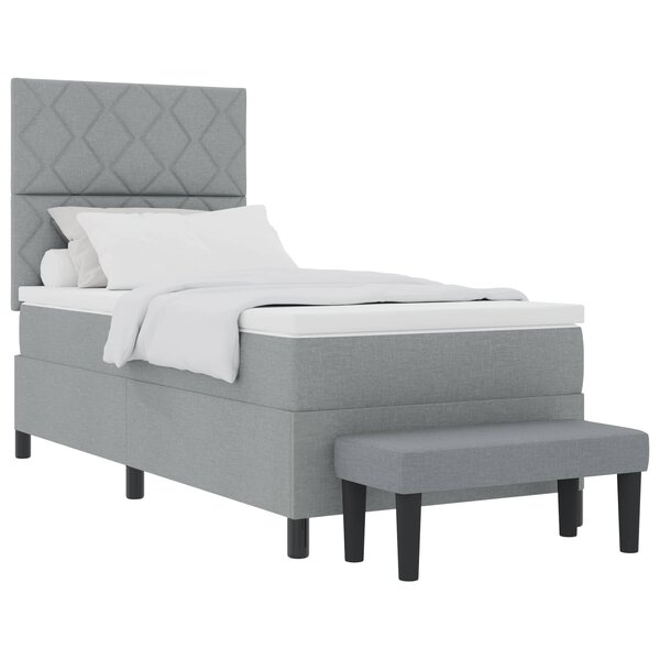 vidaXL Lit à ressorts avec matelas Gris clair 100 x 200 cm tissu