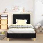 vidaXL Cadre de lit pour enfants avec tête de lit Noir 90 x 190 cm