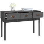 vidaXL Table console Gris 114x40x75 cm Bois massif de pin