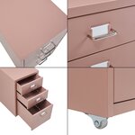 Caisson de bureau armoire meuble de rangement à roulettes acier 48 x 28 x 41 cm marron clair 03_0009120