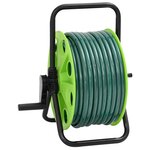 vidaXL Enrouleur de tuyau vert sur pied avec tuyau de 50 m PVC