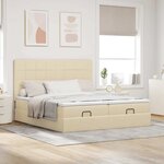 VidaXL Cadre de lit ottoman avec matelas crème 180x200 cm tissu