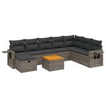 vidaXL Salon de jardin 9 Pièces avec coussins gris résine tressée