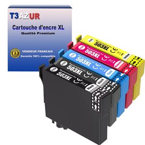T3azur- 5x cartouches compatibles avec epson 503 xl pour epson expression home xp-5200  xp-5205  workforce wf-2960dwf wf-2965dwf