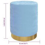vidaXL Tabouret de rangement rond Bleu clair Velours 31 x 37 cm