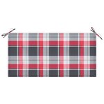 vidaXL Banc de jardin avec coussin à carreaux rouge 112 cm Teck massif