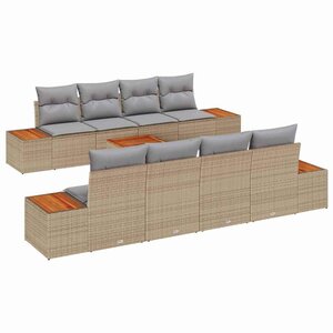vidaXL Ensemble de canapé de jardin 9 Pièces Beige Poly rotin
